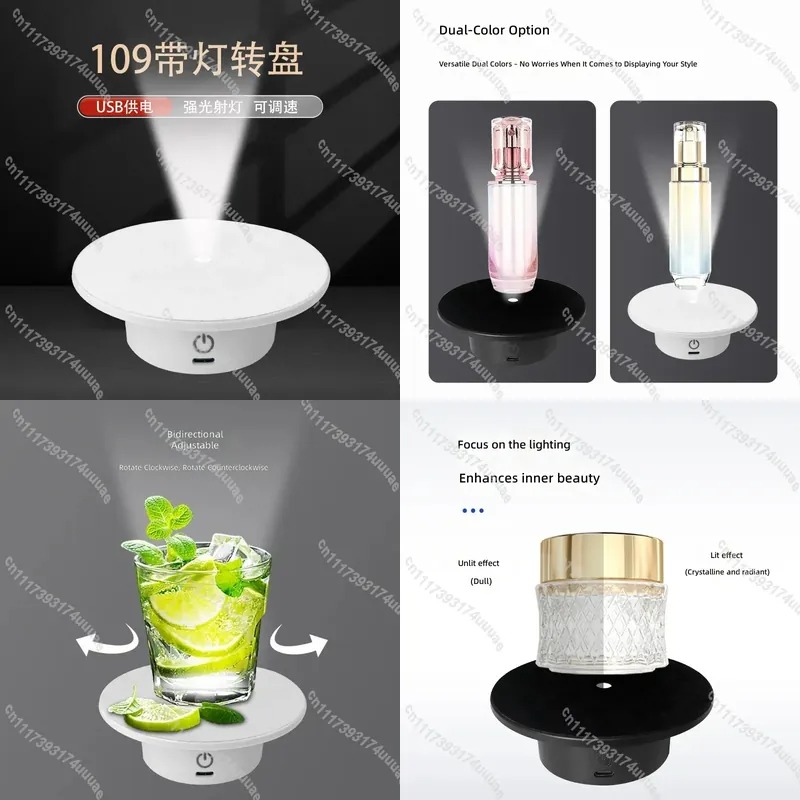 Photography Lighting For Jewelry - 10.9cm Elektrikli Döner Tabla, Kısılabilir Işık